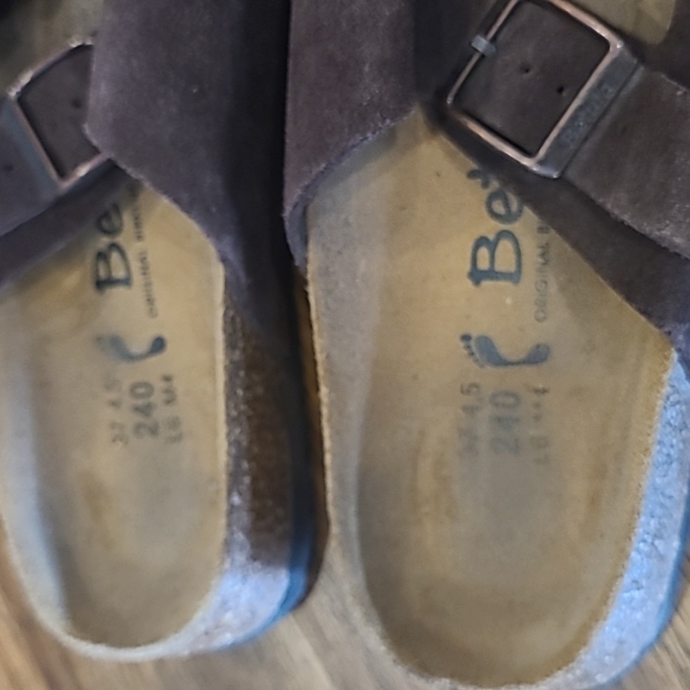 Womans Birkenstock Betula Brown Leather  Cross Strap Slide Sandals W 6 M 4 - Picture 3 of 5